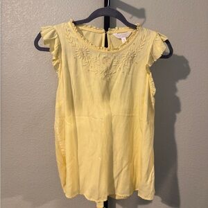 LC Lauren Conrad Soft Yellow Ruffle Blouse